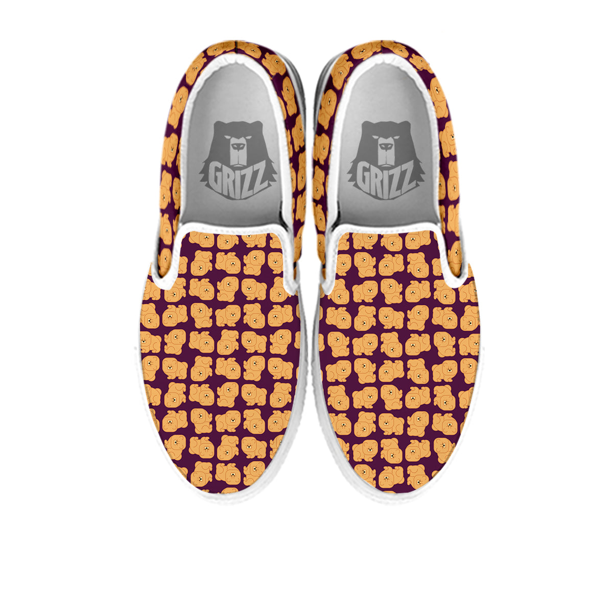 Chow chow And Purple Print Pattern White Slip On Shoes-grizzshop