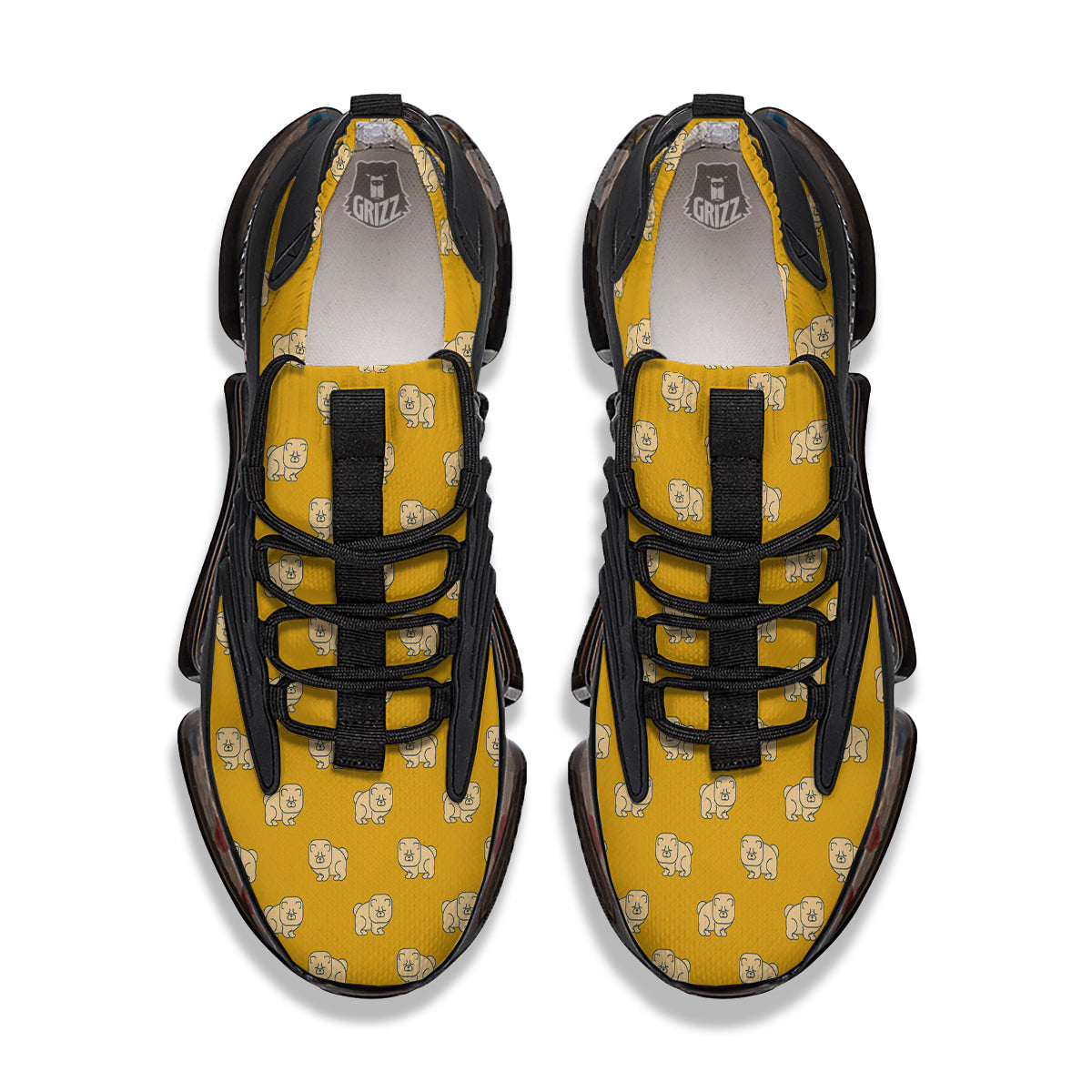Chow chow And Yellow Print Pattern Black Gym Shoes-grizzshop