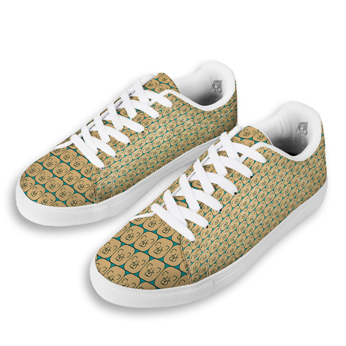 Chow chow Face Print Pattern White Low Top Sneakers-grizzshop