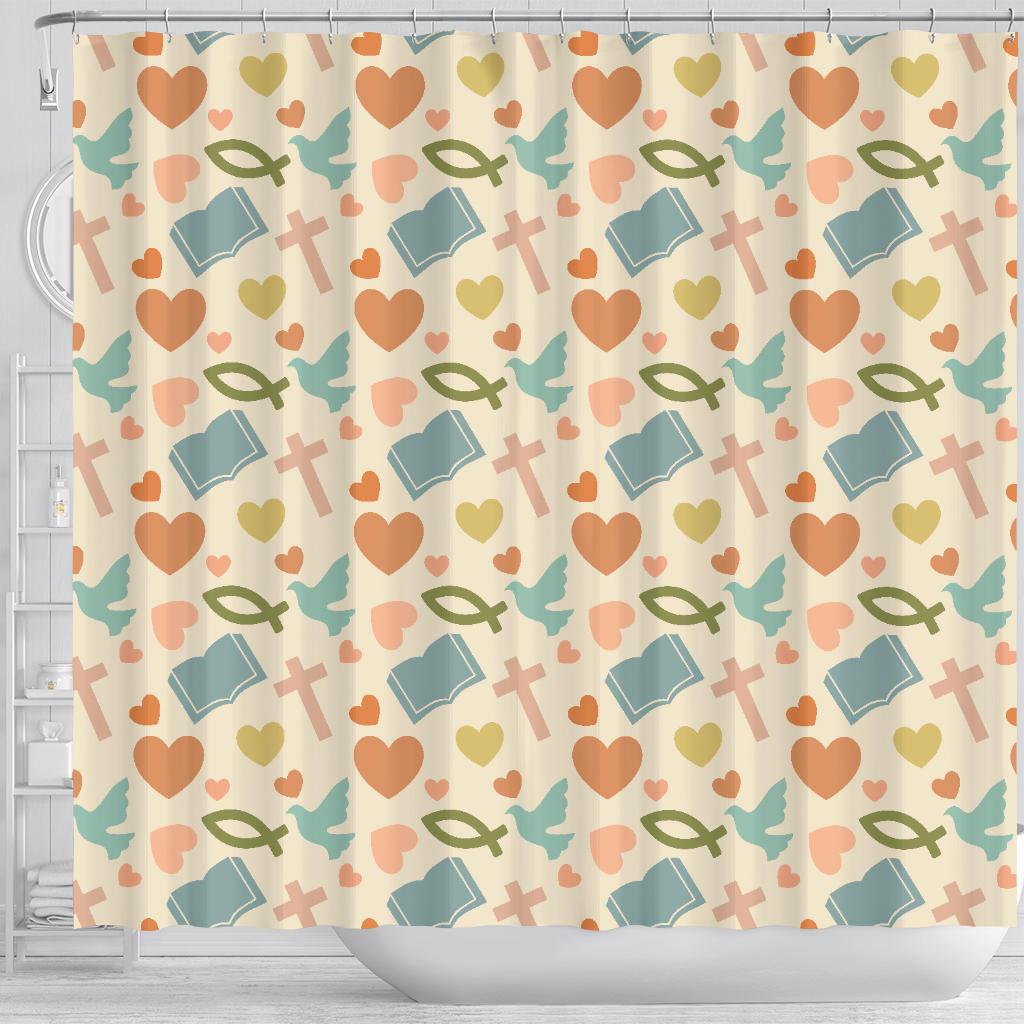 Christian Bible Pattern Print Bathroom Shower Curtain-grizzshop