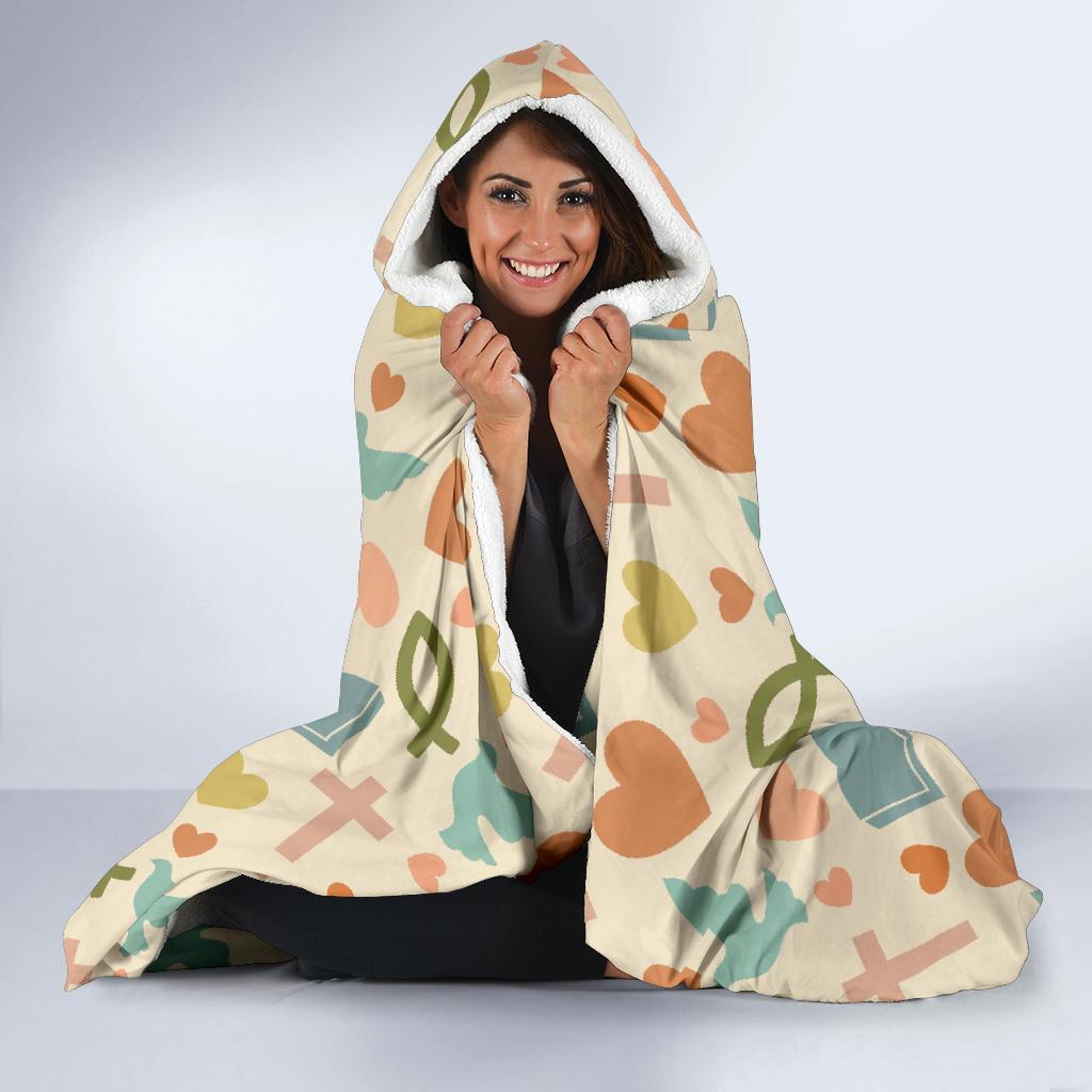 Christian Bible Pattern Print Hooded Blanket-grizzshop