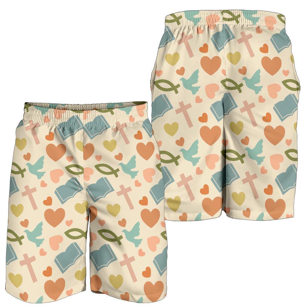 Christian Bible Pattern Print Men's Shorts-grizzshop