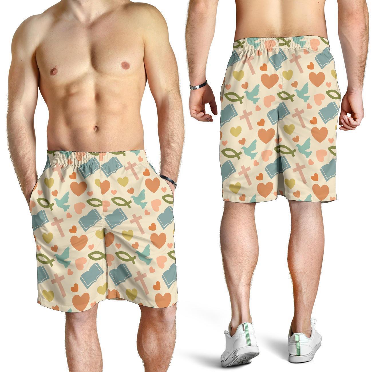 Christian Bible Pattern Print Men's Shorts-grizzshop