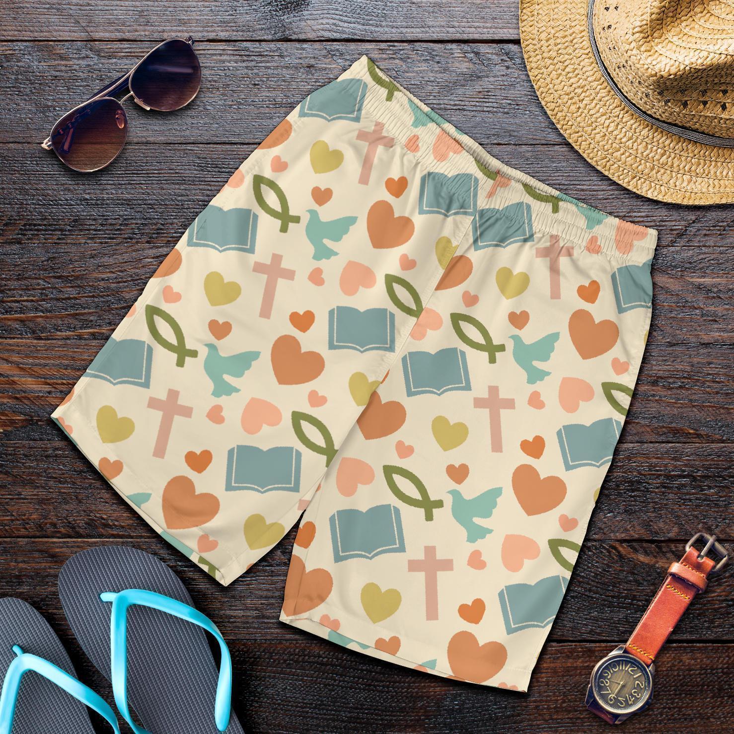 Christian Bible Pattern Print Men's Shorts-grizzshop