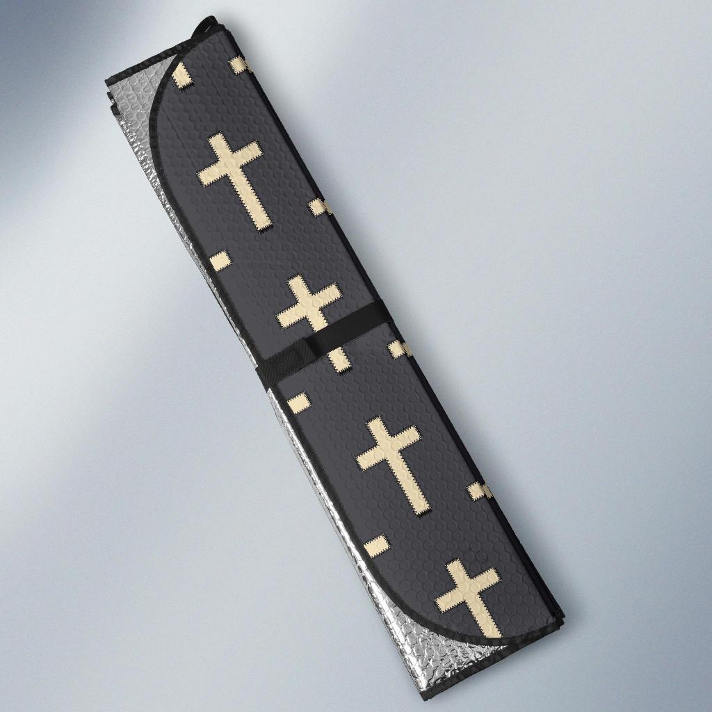 Christian Cross Pattern Print Car Sun Shade-grizzshop