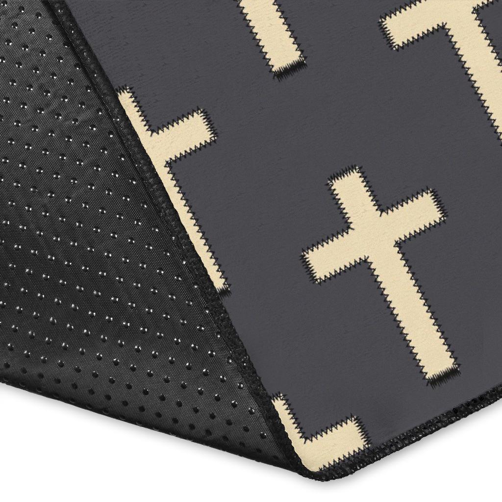 Christian Cross Pattern Print Floor Mat-grizzshop