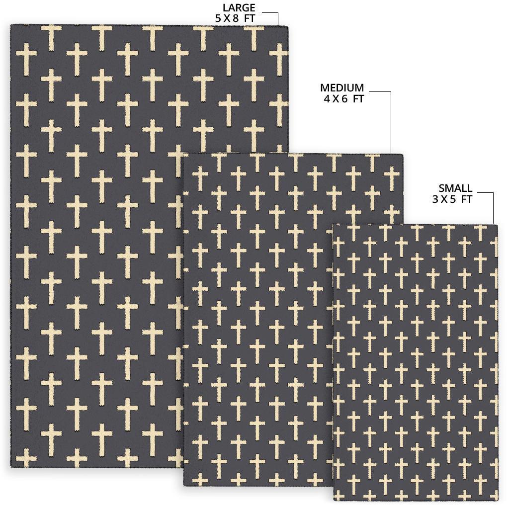 Christian Cross Pattern Print Floor Mat-grizzshop