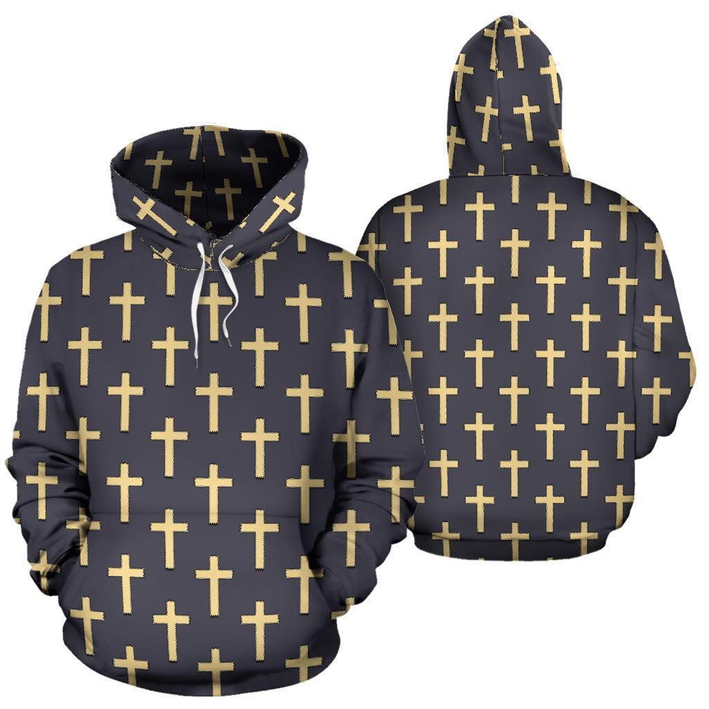 Christian Cross Pattern Print Men Women Pullover Hoodie-grizzshop