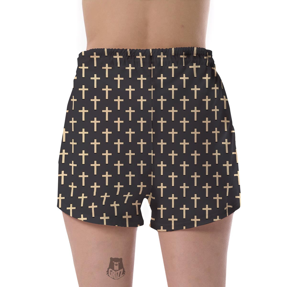 Christian Cross Pattern Print Women's Shorts-grizzshop