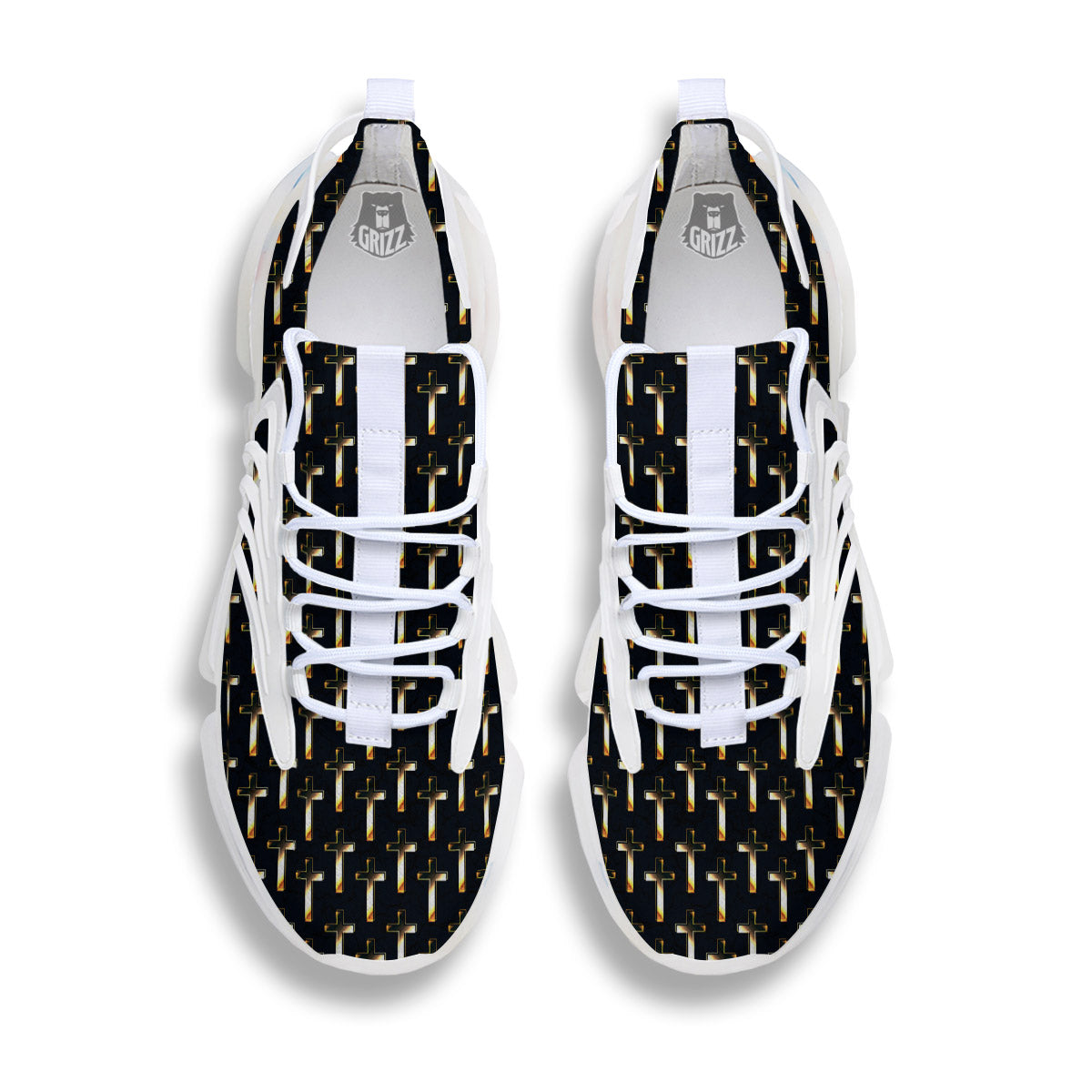 Christian Cross Print Pattern White Gym Shoes-grizzshop