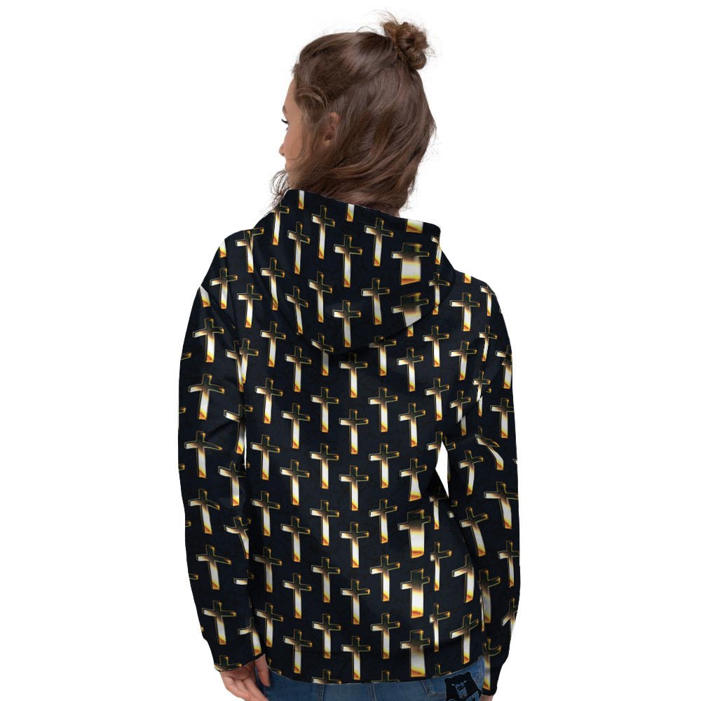 Christian Cross Print Pattern Women's Hoodie-grizzshop