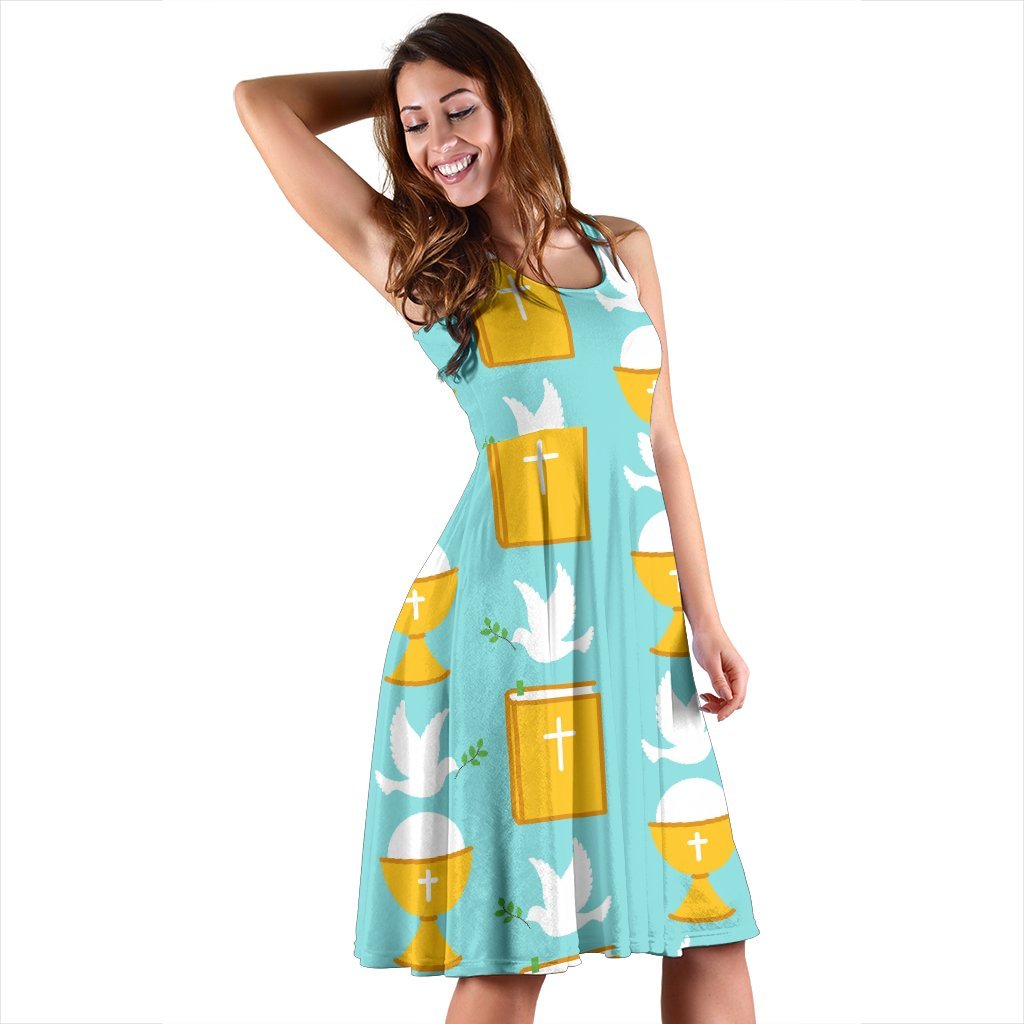 Christian Dove Pattern Print Dress-grizzshop
