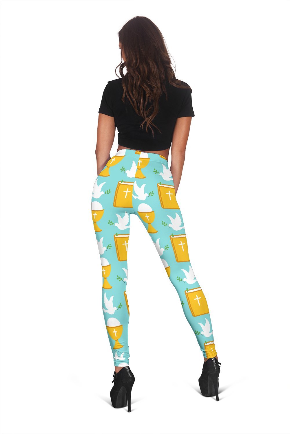 Christian Dove Pattern Print Women Leggings-grizzshop