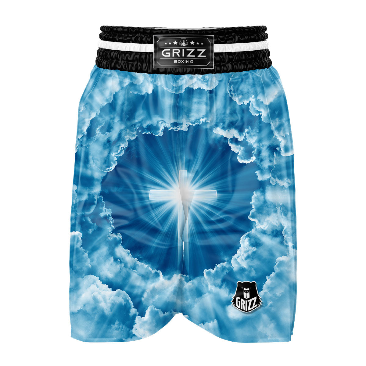 Christian Holy Cross Shiny Print Boxing Shorts-grizzshop