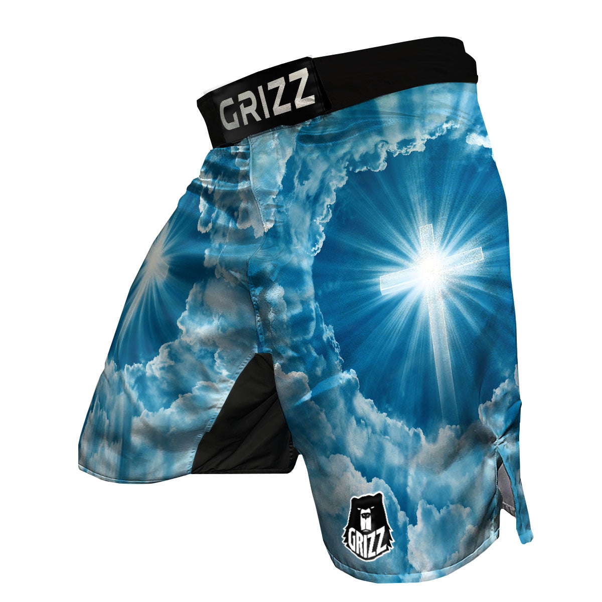 Christian Holy Cross Shiny Print MMA Shorts-grizzshop
