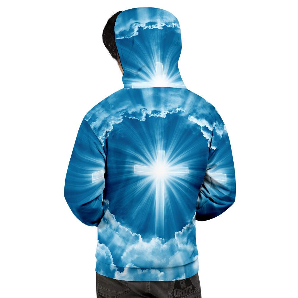 Christian Holy Cross Shiny Print Men's Hoodie-grizzshop
