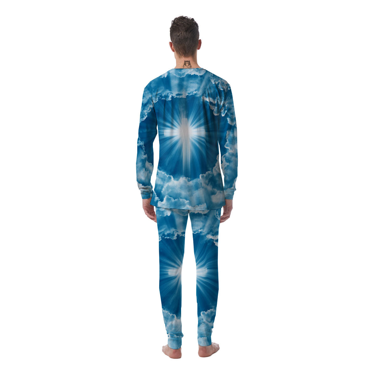 Christian Holy Cross Shiny Print Men's Pajamas-grizzshop