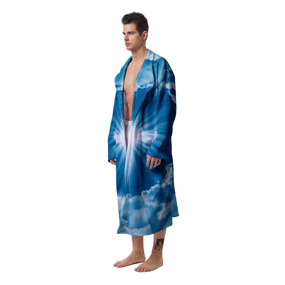 Christian Holy Cross Shiny Print Men's Robe-grizzshop