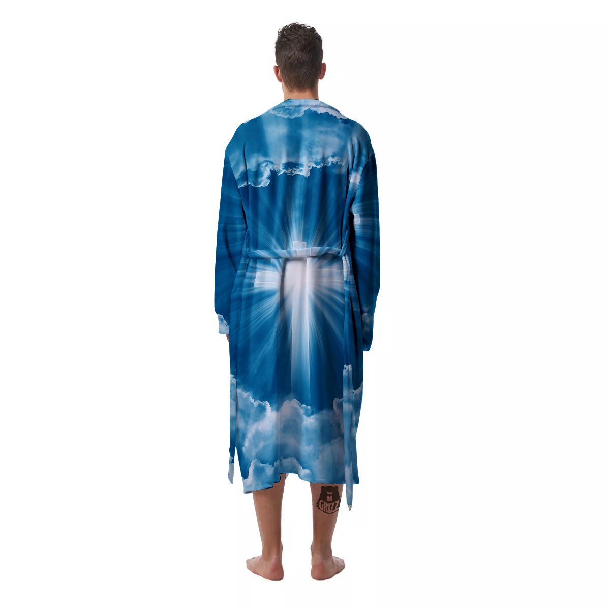 Christian Holy Cross Shiny Print Men's Robe-grizzshop