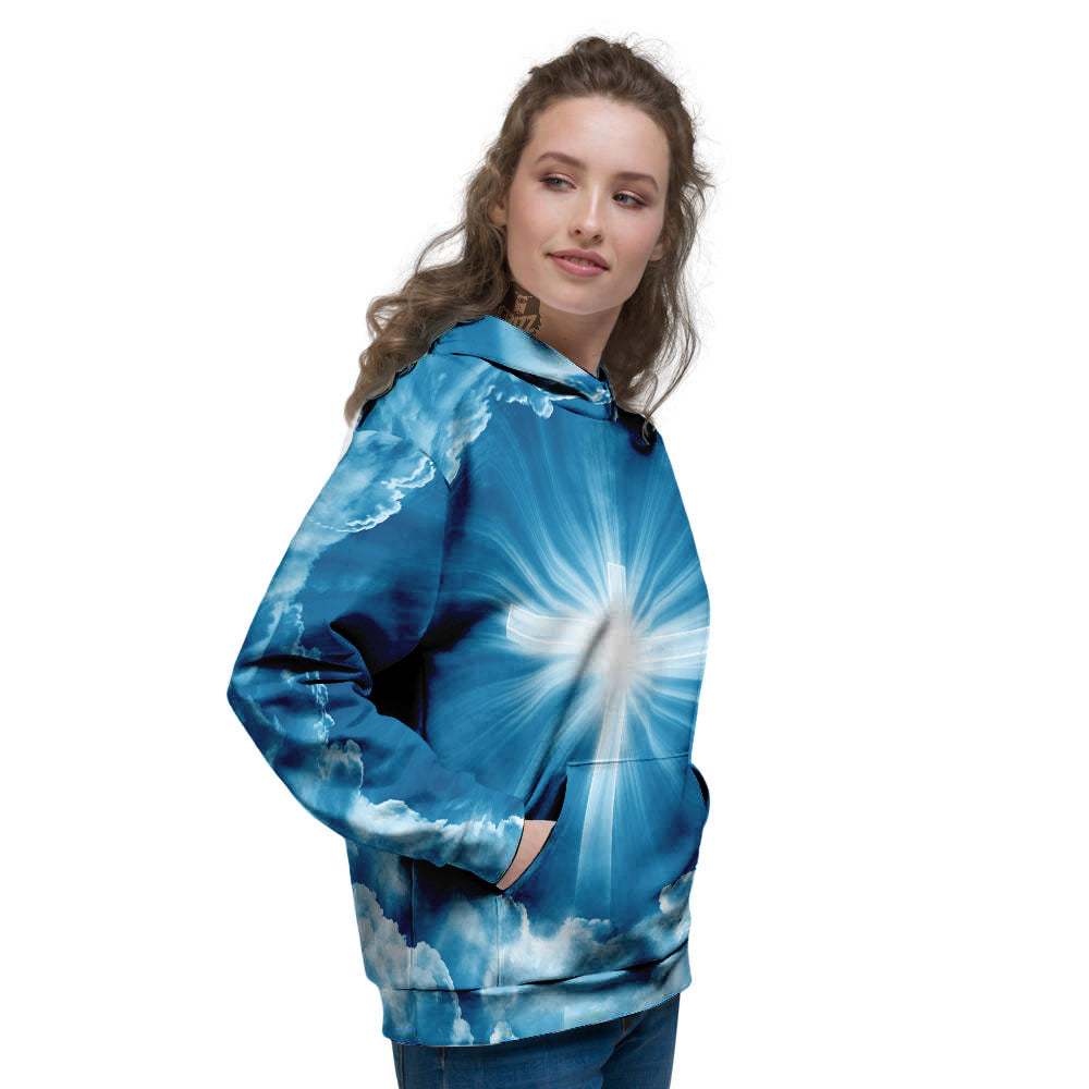 Christian Holy Cross Shiny Print Women's Hoodie-grizzshop