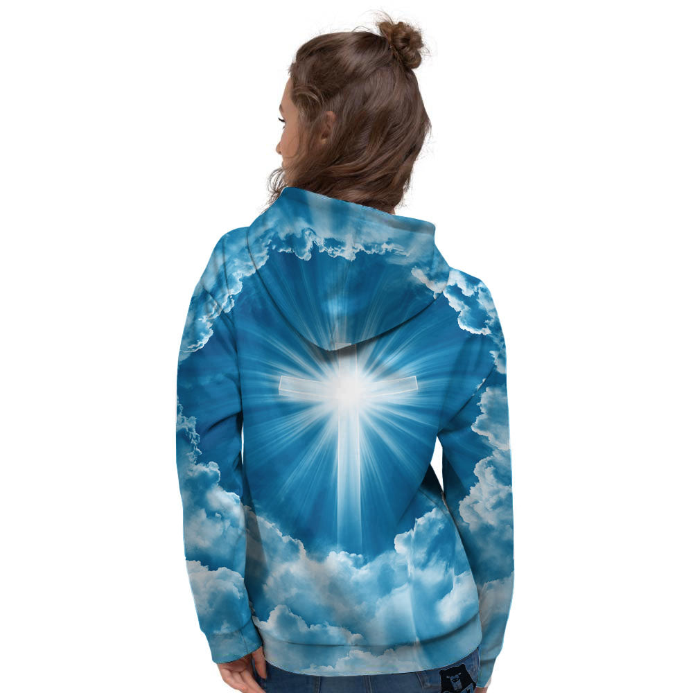 Christian Holy Cross Shiny Print Women's Hoodie-grizzshop