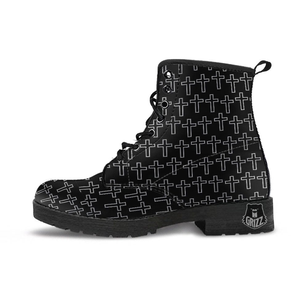 Christian Orthodox Print Pattern Leather Boots-grizzshop