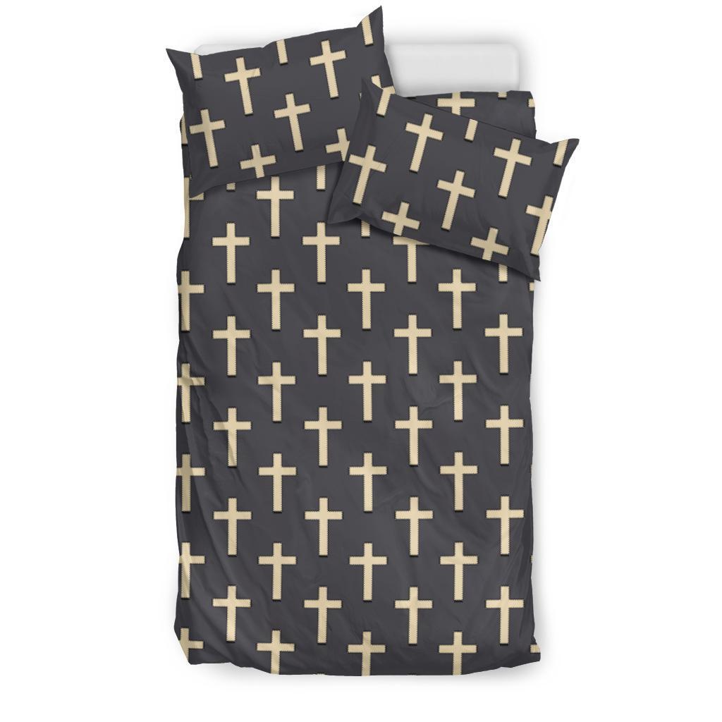 Christian Cross Pattern Print Duvet Cover Bedding Set-grizzshop