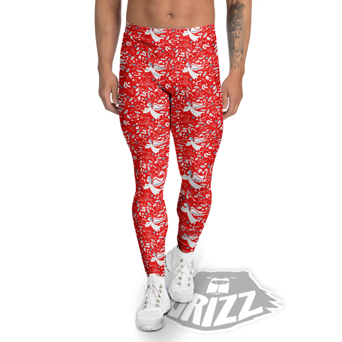Christmas Angel Print Pattern Men's Leggings-grizzshop