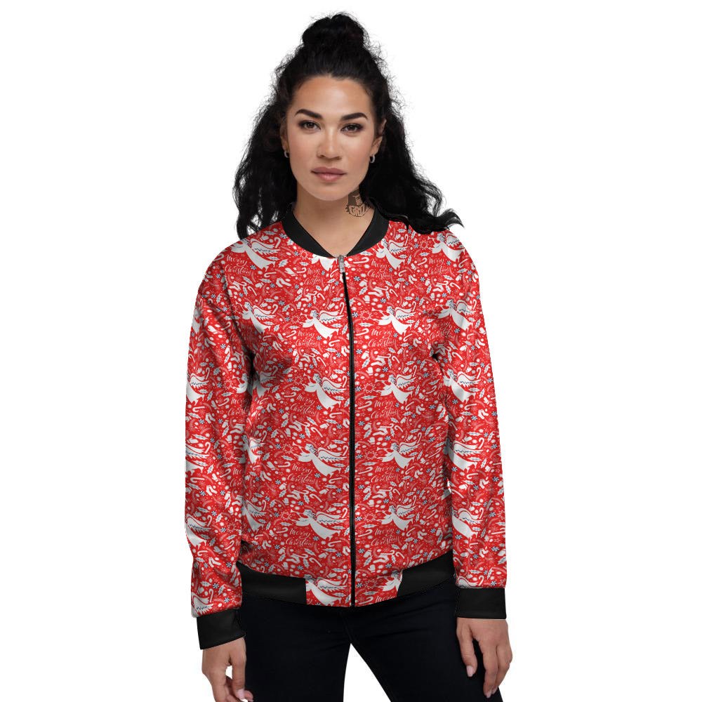 Christmas Angel Print Pattern Women's Bomber Jacket-grizzshop