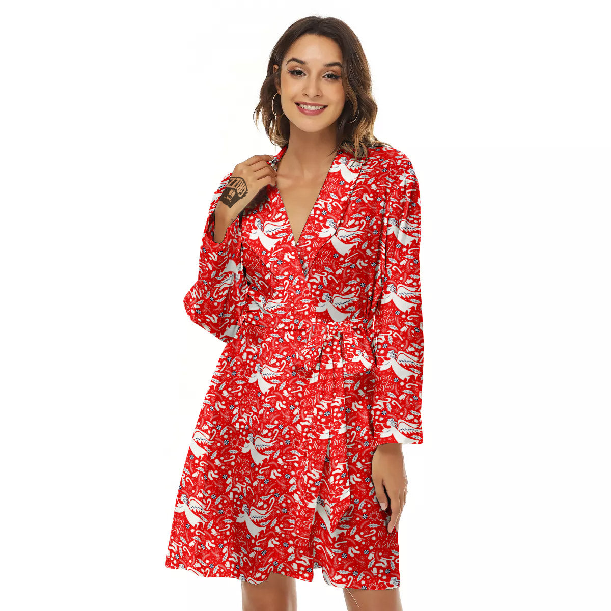 Christmas Angel Print Pattern Women's Robe-grizzshop