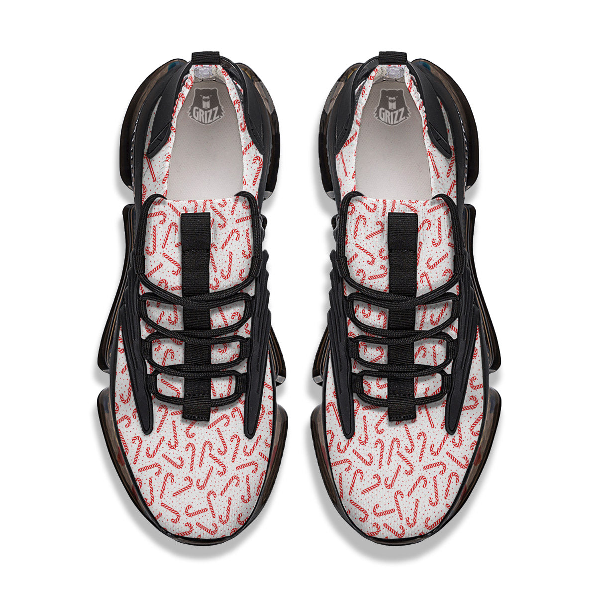 Christmas Candy Print Pattern Black Gym Shoes-grizzshop