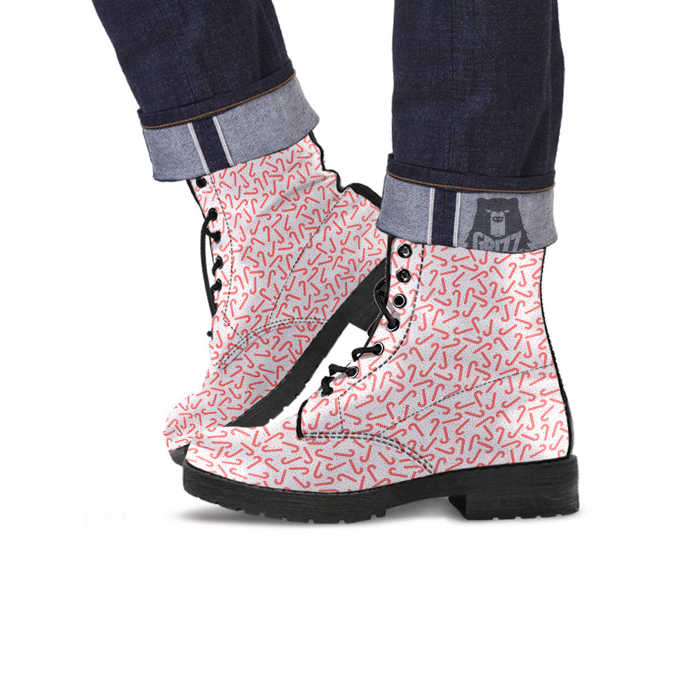 Christmas Candy Print Pattern Leather Boots-grizzshop