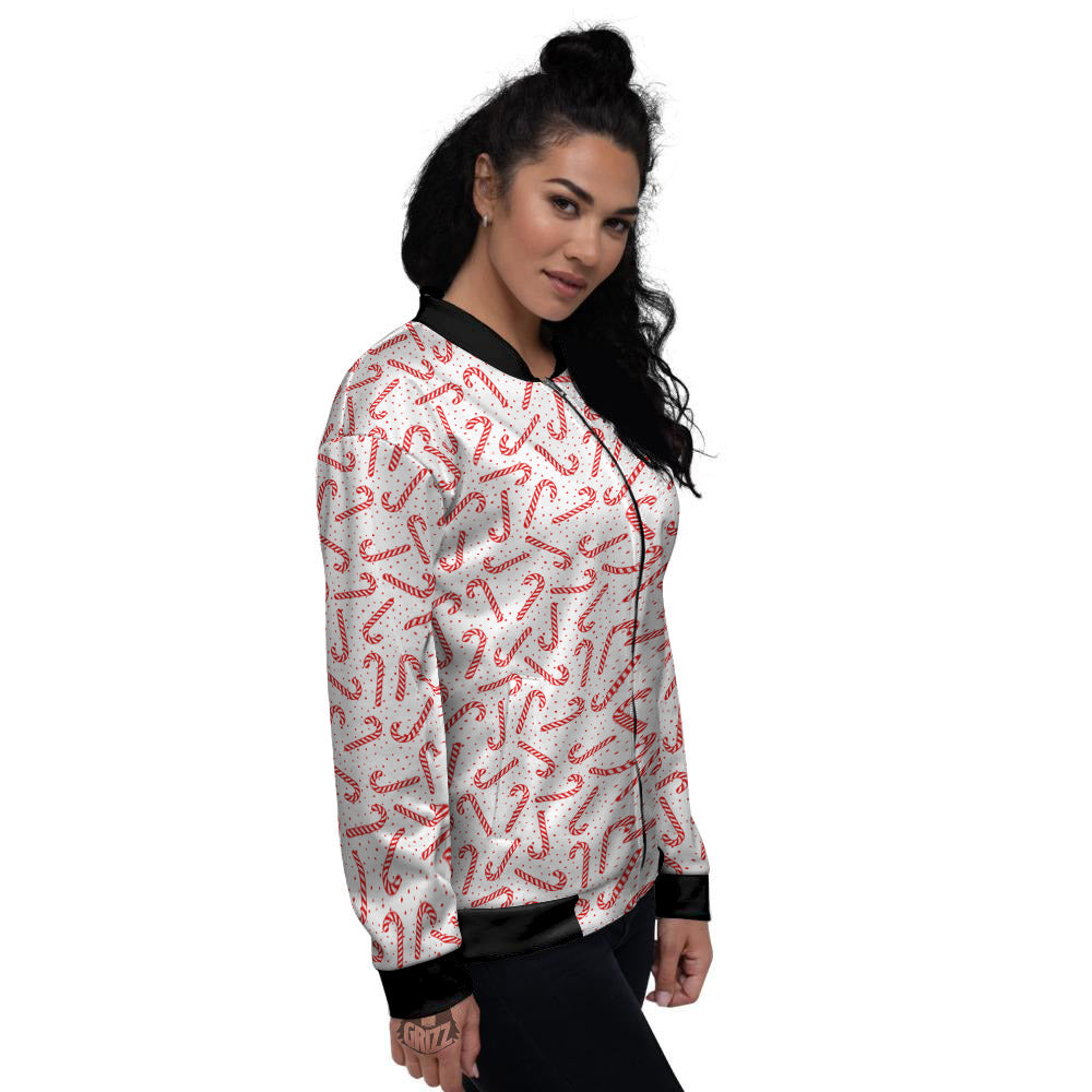Christmas Candy Print Pattern Women's Bomber Jacket-grizzshop