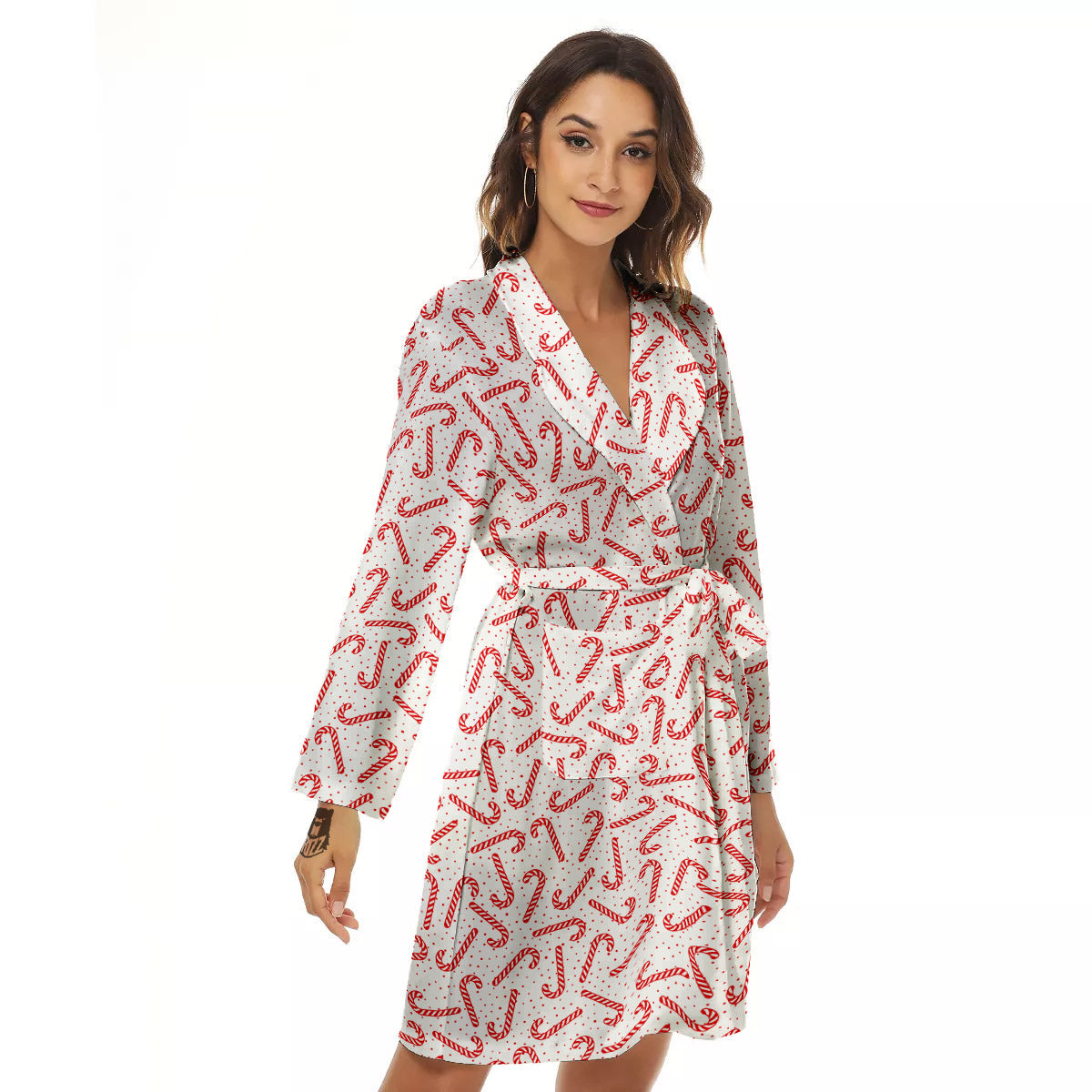 Christmas Candy Print Pattern Women's Robe-grizzshop