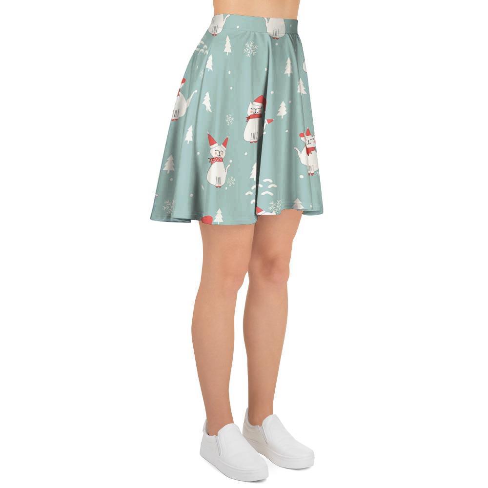 Christmas Cat Print Women's Skirt-grizzshop