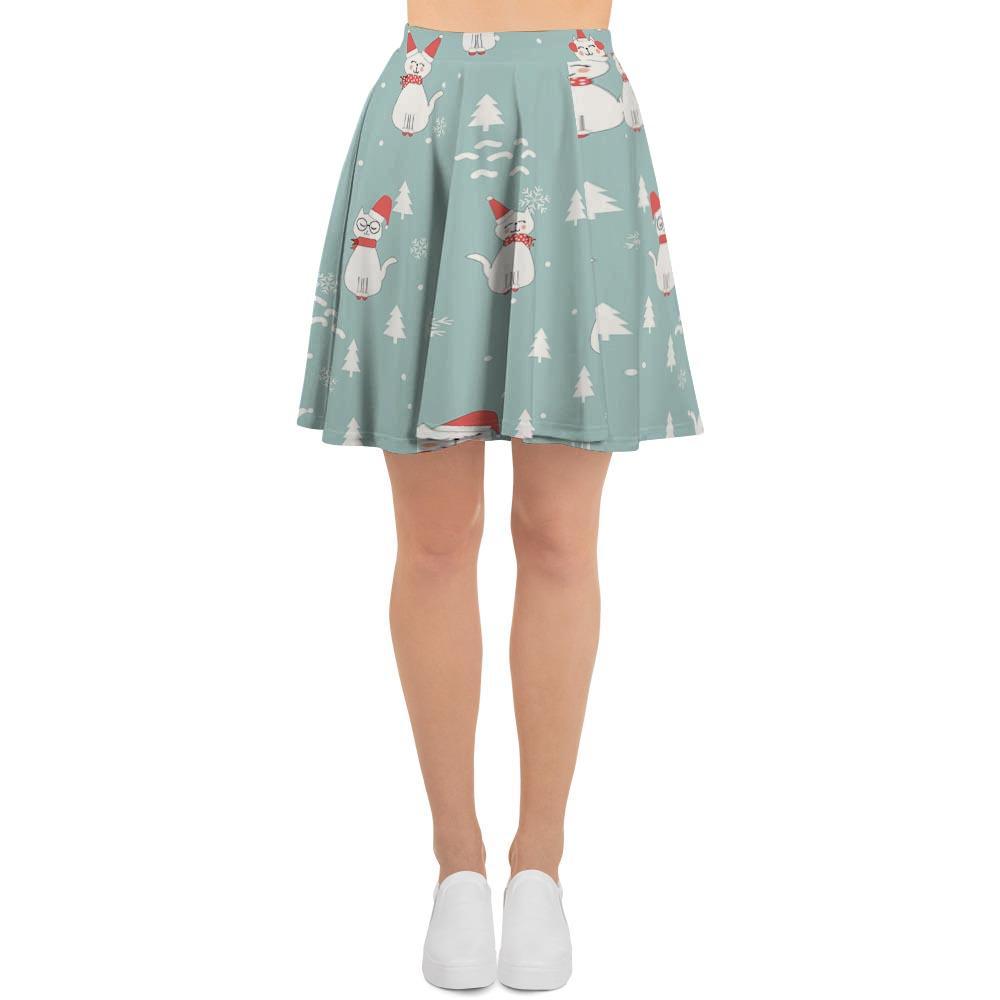Christmas Cat Print Women's Skirt-grizzshop