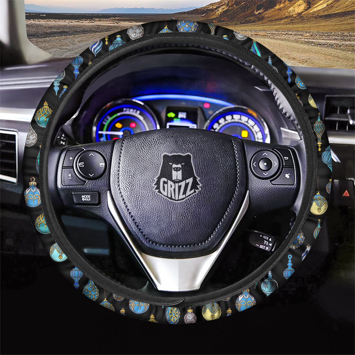 Christmas Decorations Drawing Print Pattern Car Steering Wheel Cover-grizzshop