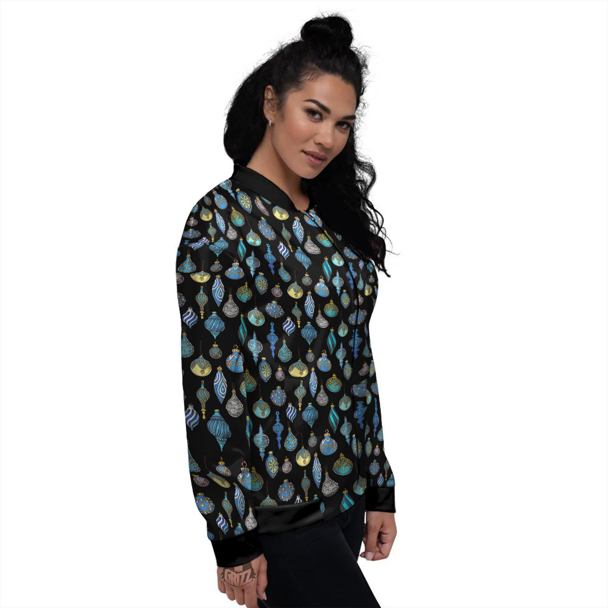 Christmas Decorations Drawing Print Pattern Women's Bomber Jacket-grizzshop