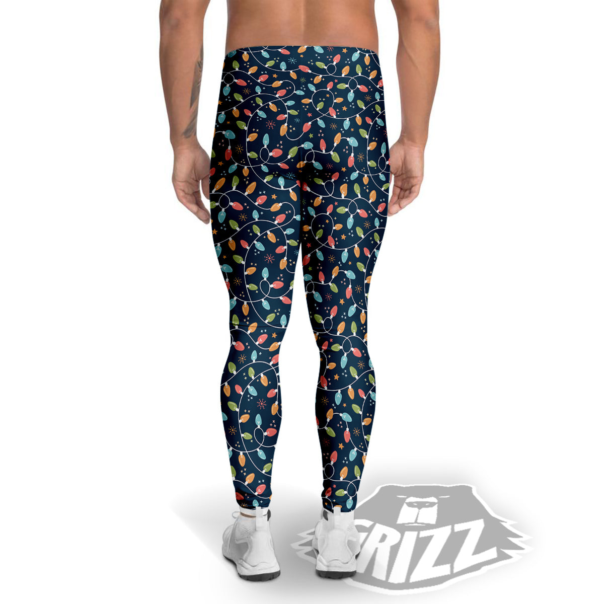 Christmas Lights Colorful Print Men's Leggings-grizzshop