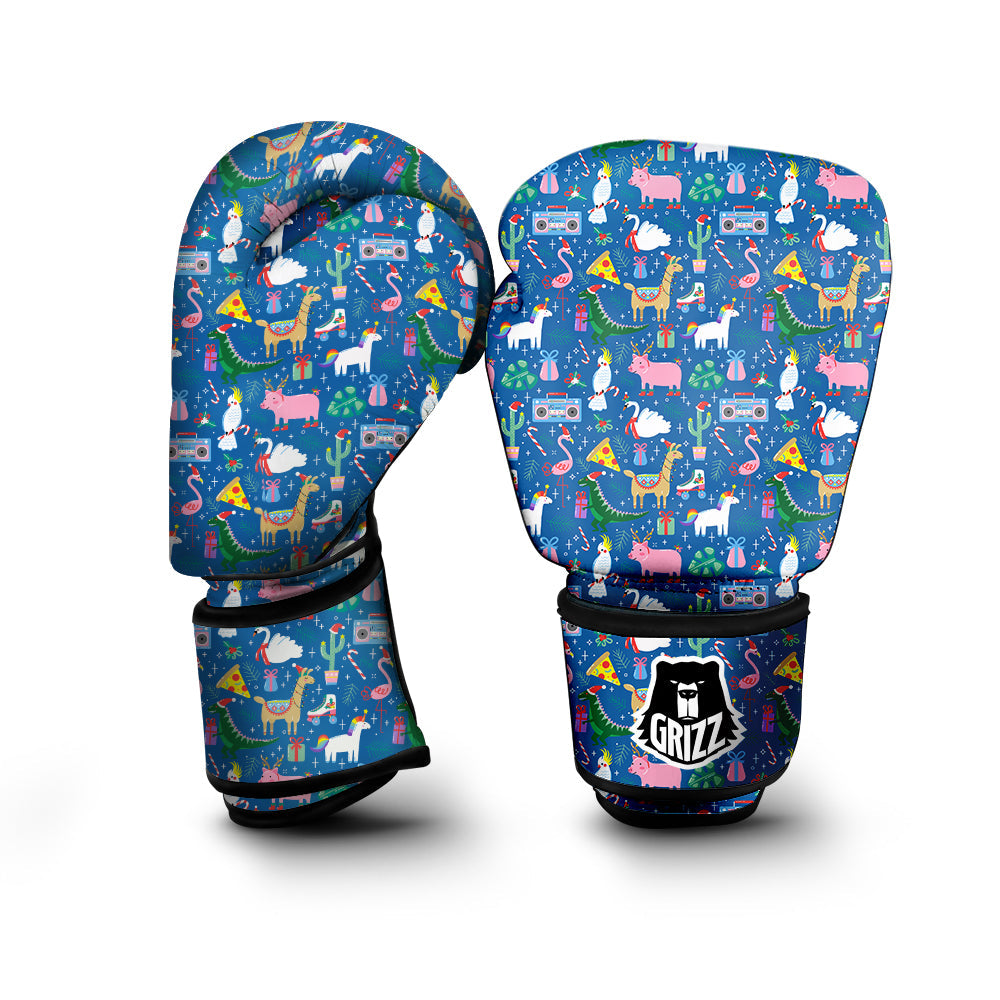 Christmas Party Funny Animals Print Pattern Boxing Gloves-grizzshop
