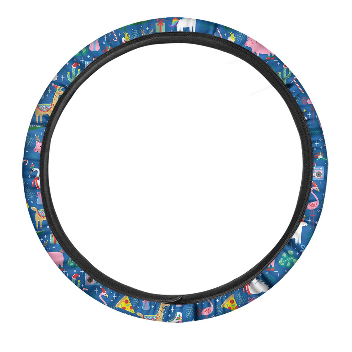 Christmas Party Funny Animals Print Pattern Car Steering Wheel Cover-grizzshop