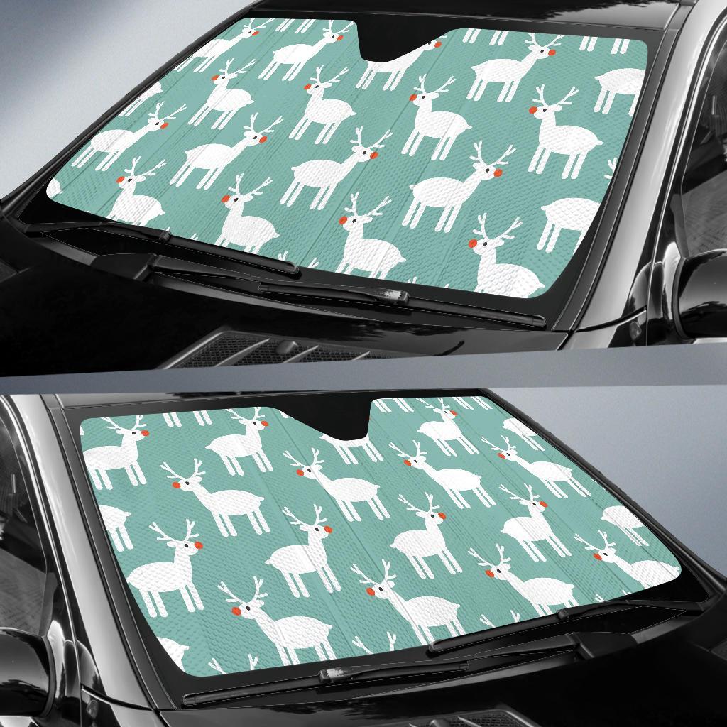 Christmas Reindeer Pattern Print Car Sun Shade-grizzshop