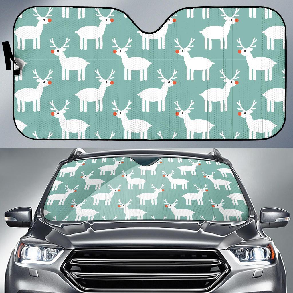 Christmas Reindeer Pattern Print Car Sun Shade-grizzshop