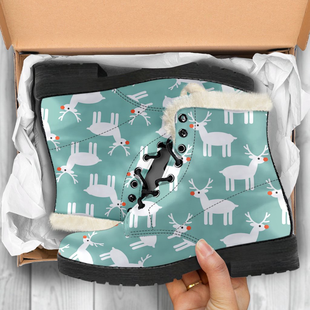 Christmas Reindeer Pattern Print Comfy Winter Boots-grizzshop