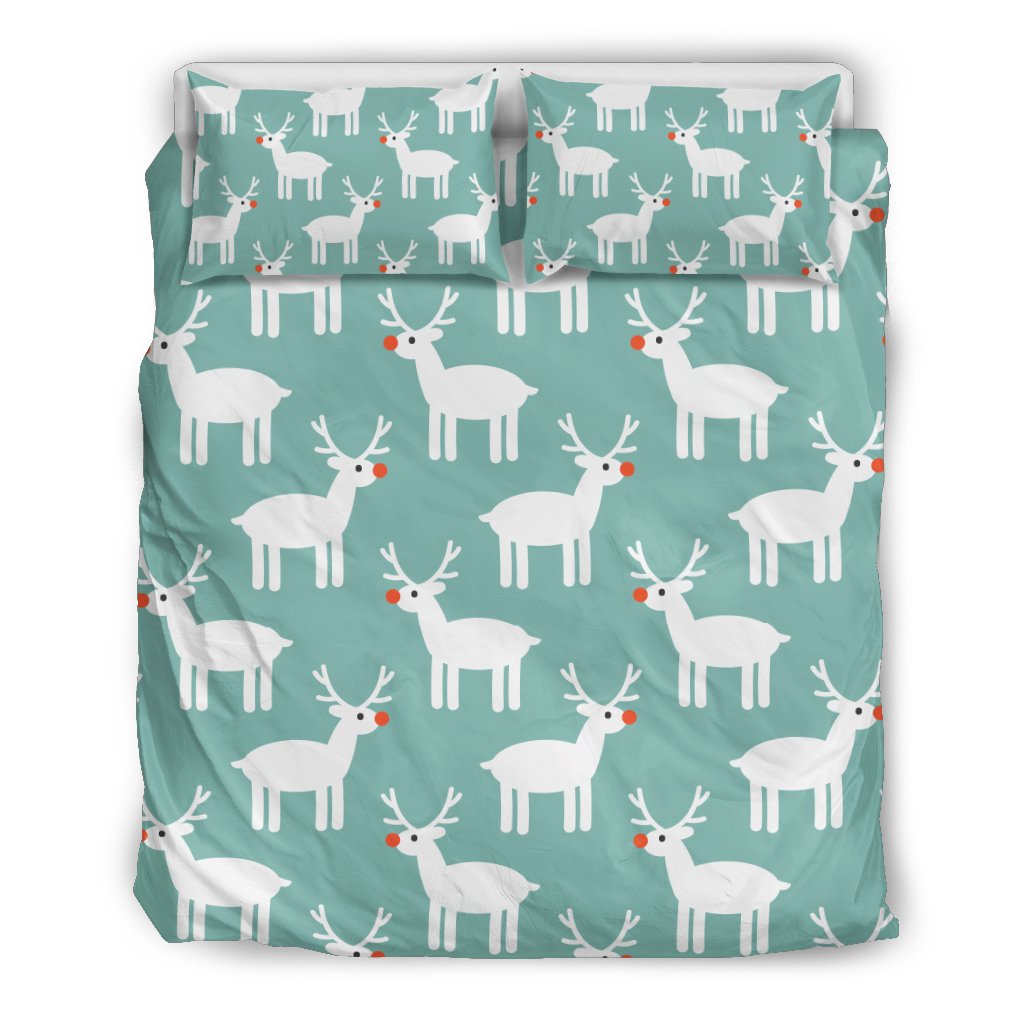 Christmas Reindeer Pattern Print Duvet Cover Bedding Set-grizzshop