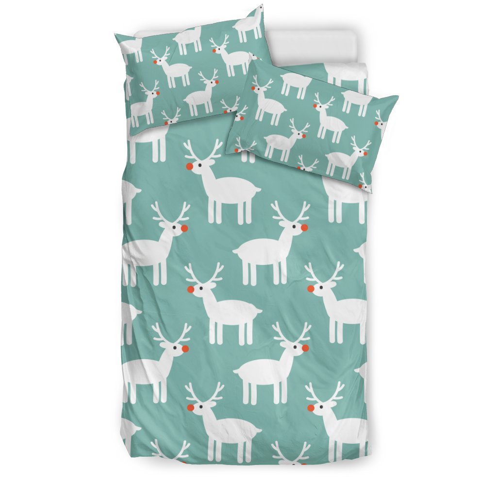 Christmas Reindeer Pattern Print Duvet Cover Bedding Set-grizzshop