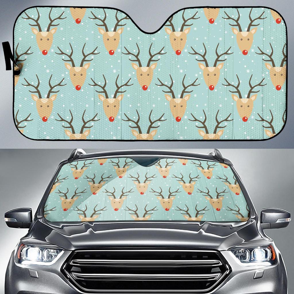 Christmas Reindeer Print Pattern Car Sun Shade-grizzshop