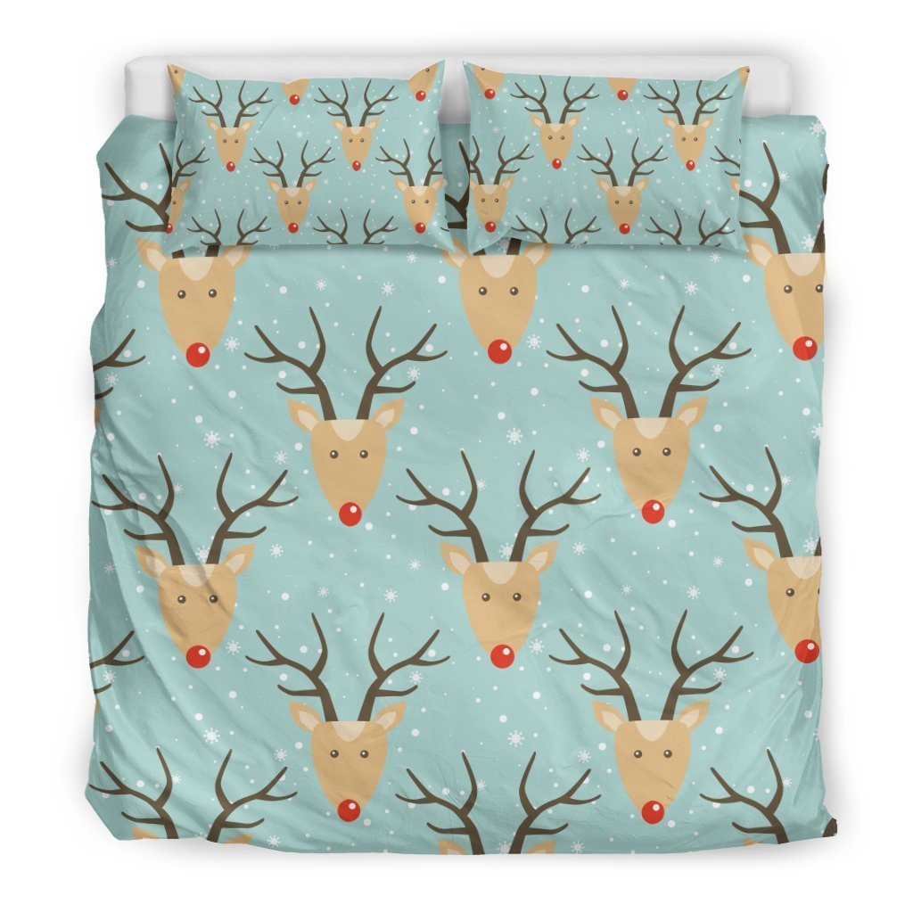 Christmas Reindeer Print Pattern Duvet Cover Bedding Set-grizzshop