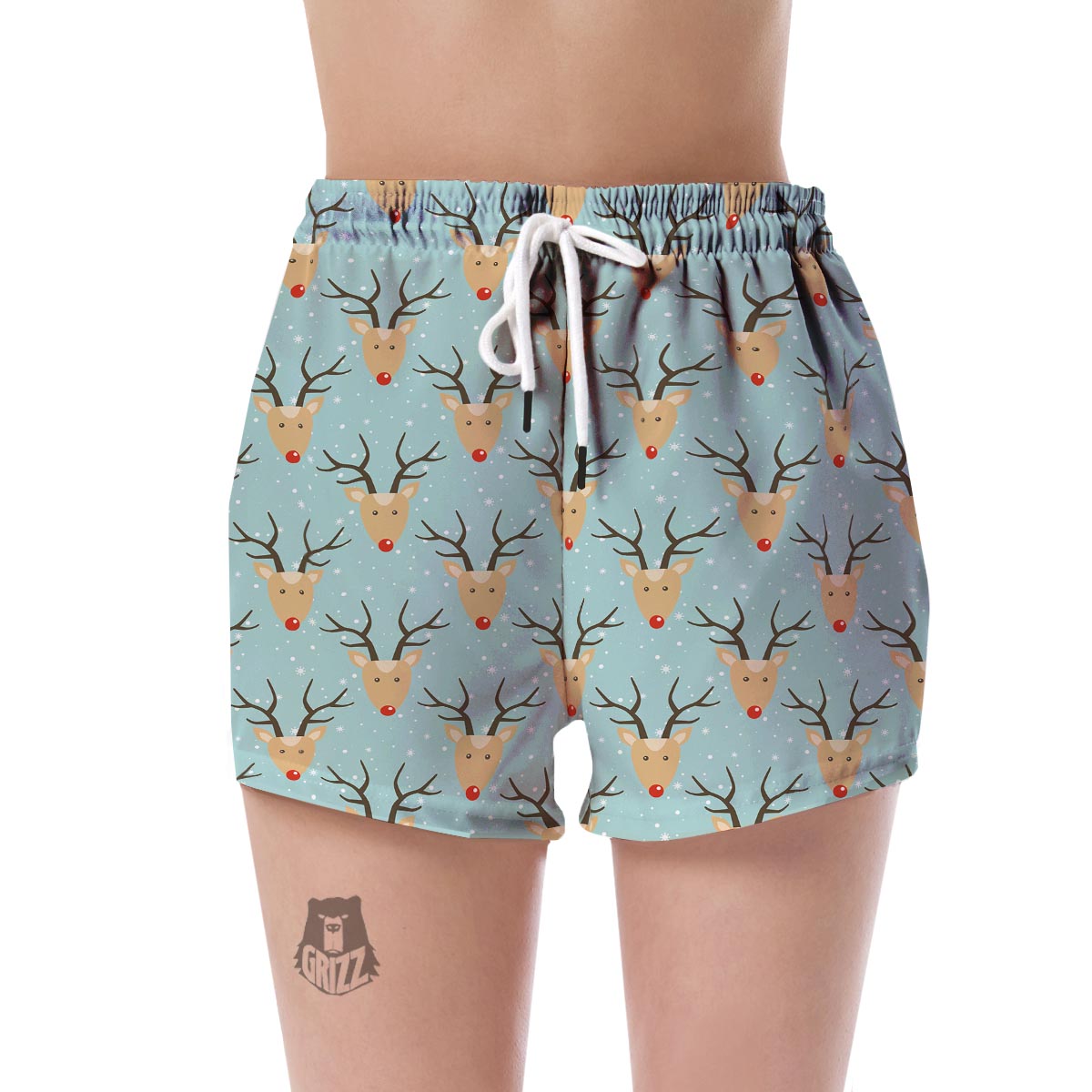 Christmas Reindeer Print Pattern Women's Shorts-grizzshop