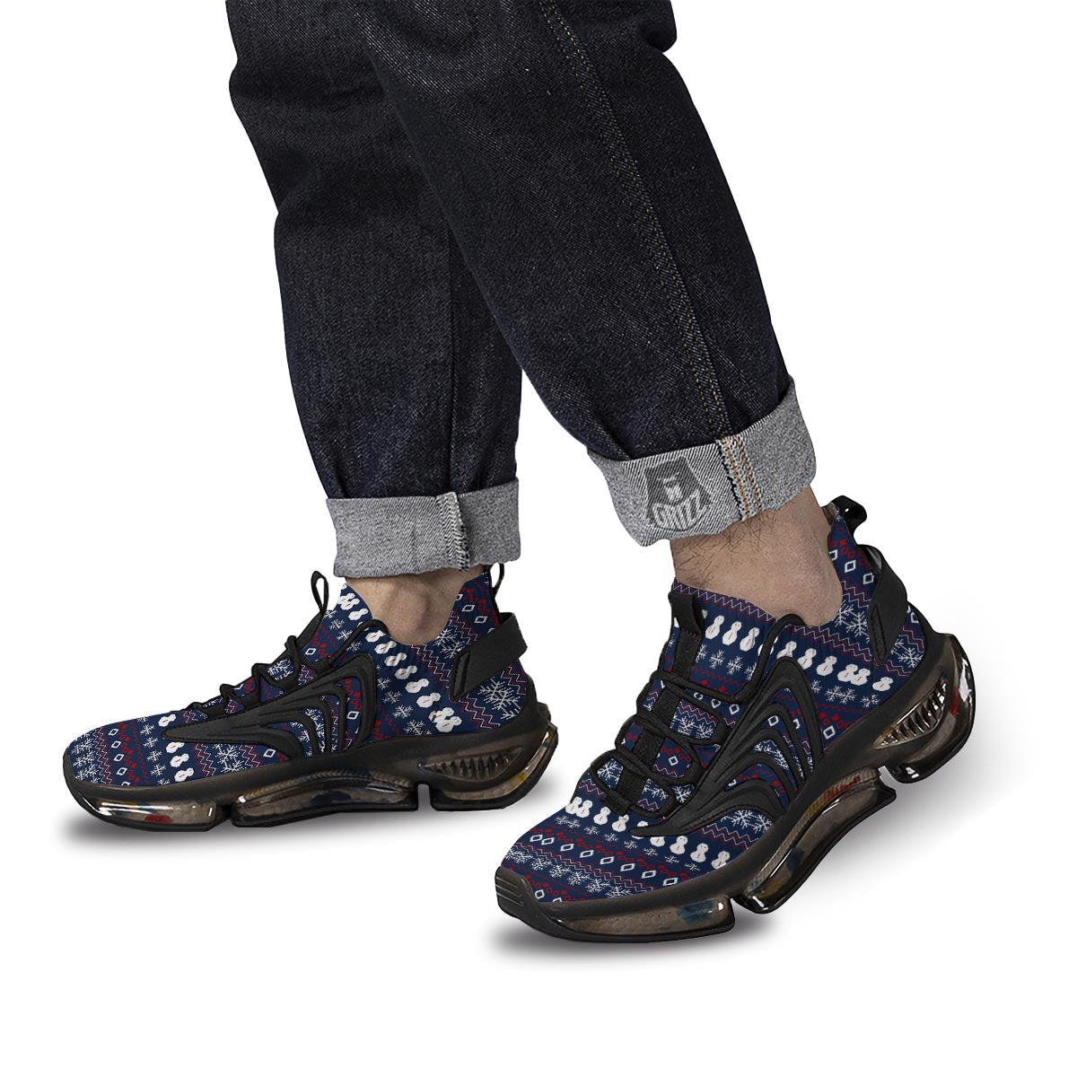 Christmas Scandinavian Print Pattern Black Gym Shoes-grizzshop